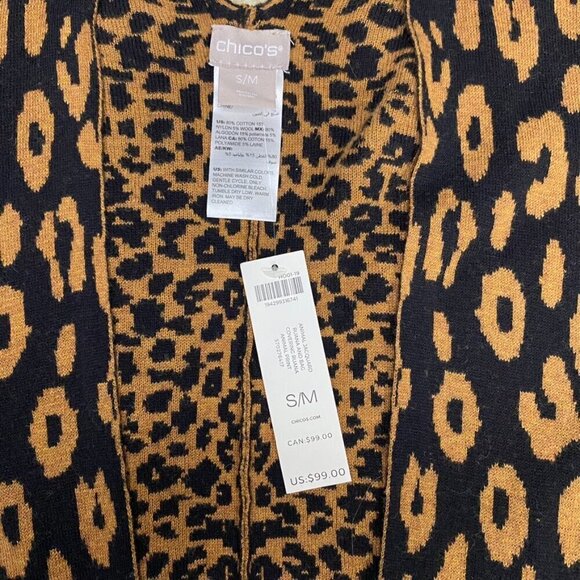 *NWT* CHICO'S Lagenlook Boho Animal Leopard Print Ruana Wrap Size S/M - Picture 4 of 8
